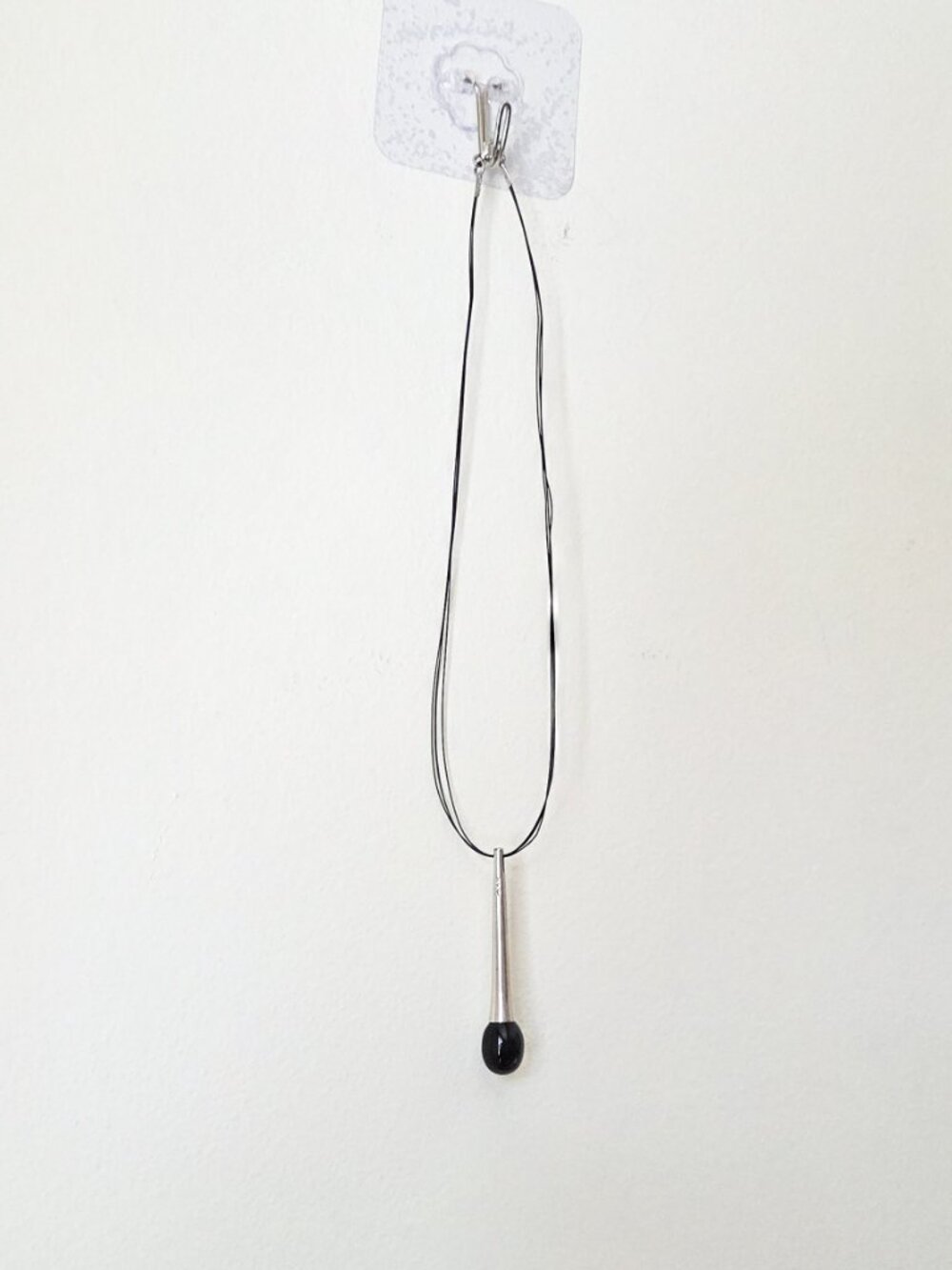 Baccarat Tentation France .925 Sterling Silver Black Crystal Drop on Triple Cord - Picture 8 of 13
